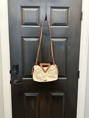 Vince Camuto Etta Canvas Crossbody Bag with Tan Trim - Neutral Tote